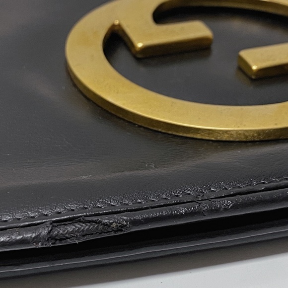 Gucci 1970’s Blondie Black Leather Gold Plated GG Logo Clutch Bag Italy - Picture 10 of 12